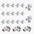20-Pack GUOFIS Angle Stop Valve with Dual Compression Outlet,1/2" NOM (5/8" OD) Inlet x (3/8" x 3/8") Outlet Shut-off Valves(1/4 Turn,Chrome)(VALVE123-20Pack)