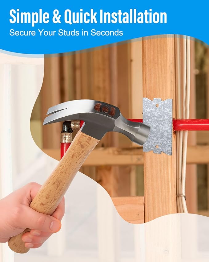 50 Pack Safety Nail Plates for Wood Studs, 2.5 x 1.5 Inch Cable Wire Protector, Metal Anti-Nail Protection with Sharp Pointed Prongs for Plumbing & Wiring Protection(Snowflake Silver)