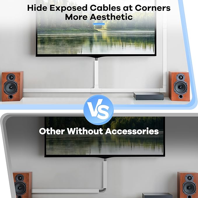 126in Cord Hider Kit, TV Wire Covers for Wall, Paintable Cable Management Kit, Cable Cover for Mounted TV, Hide Wires Along Wall, Brown Cord Cover, 8xL15.7in W0.95in H0.55in