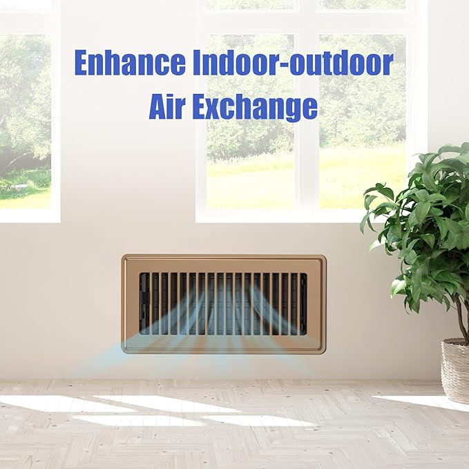Floor Register 4x10, Adjustable Floor Vent Covers for Home Floor, Wall, Heavy Duty Walkable Steel Floor Vents, Rust-Proof Register Vent Cover, Air Vents 2 Pack Value Set, Brown