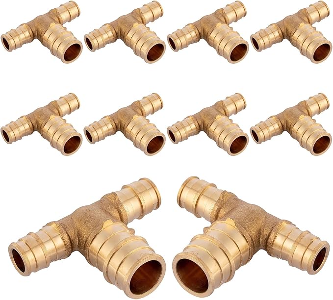 (10-Pack) Seelink 1/2" x 1/2" x 3/4" PEX-A Tee Expansion Fittings, for PEX Tubing Pipe Hose Fittings, ASTM F1960(PEX1960048-10Pack)