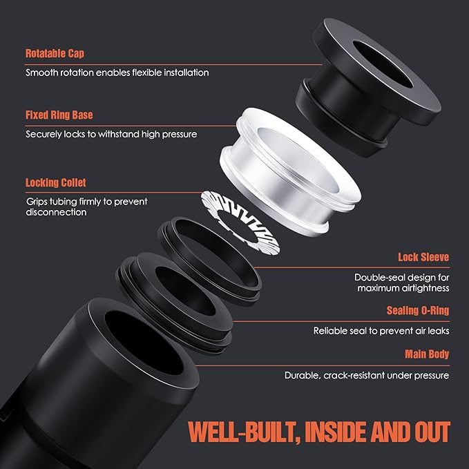 1/2"OD x 1/2"NPT Thread Push to Connect Fittings – Air Line Elbow Connectors, Quick Connect Pneumatic Fittings, Push Lock Air Hose Fittings for Compressor, Air Tools & Tubing (10 PCS)