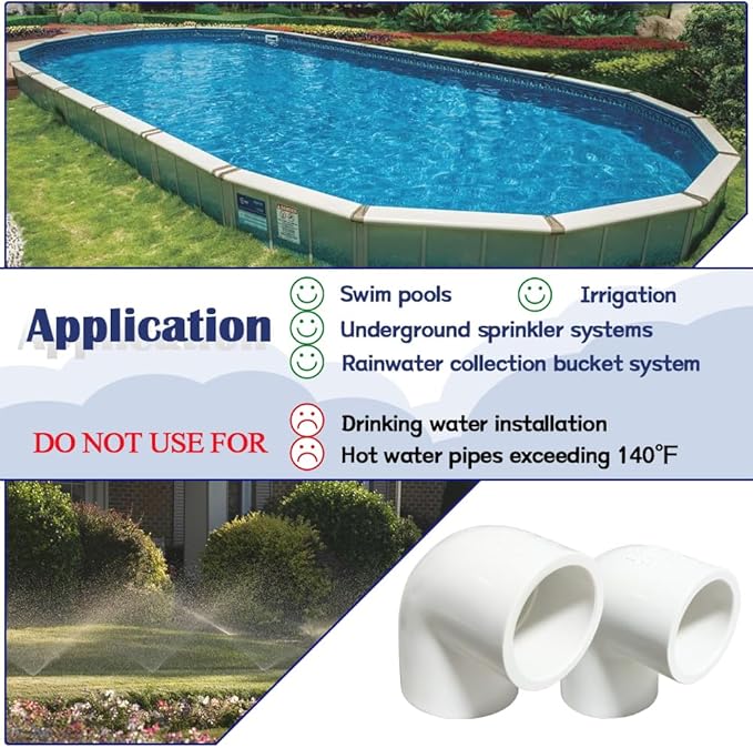 10PCS 1/2 Inch White PVC 90 Degree Elbow Adapter Pipe Fittings 2 Way Right Angle Pipe Corner Coupling Connectors for Sprinkler, Drip Irrigation System HE051-1/2