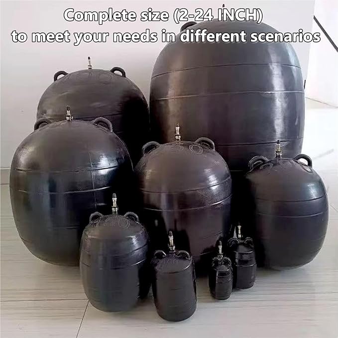 Test-Ball Pipeline Plugging Air Bag,Sewer Test Plug，Water Shut Off Airbag, Rubber Plumbing Balloon，Inflatable Pipe Test Plug，Used for Drainage Pipe, Sewage Pipe Temporary Water Blocking (16 Inchs)