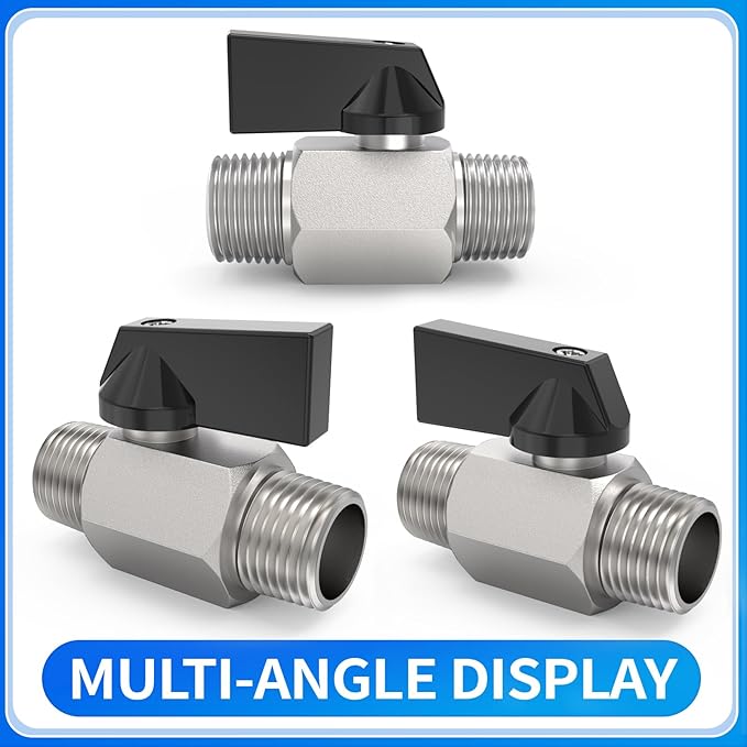 ChillWaves Brass Mini Ball Valve, Shut Off Switch Ball Valve 1/2" NPT Male x 1/2" NPT Male Thread Pipe Fitting(2-PACK)