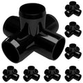 FORMUFIT 3/4" 5-Way Cross Furniture Grade PVC Fitting in Black, Made in USA, UV-Resistant, Impact-Proof, 1.050” Actual Socket Diameter (Pack of 8) - F0345WC-BK-8