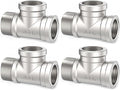 ChillWaves 304 Stainless Steel Pipe Fitting, Male Run Tee 3/4" NPT Female x 3/4" NPT Female x 3/4" NPT Male Thread Adapter(4-PACK)