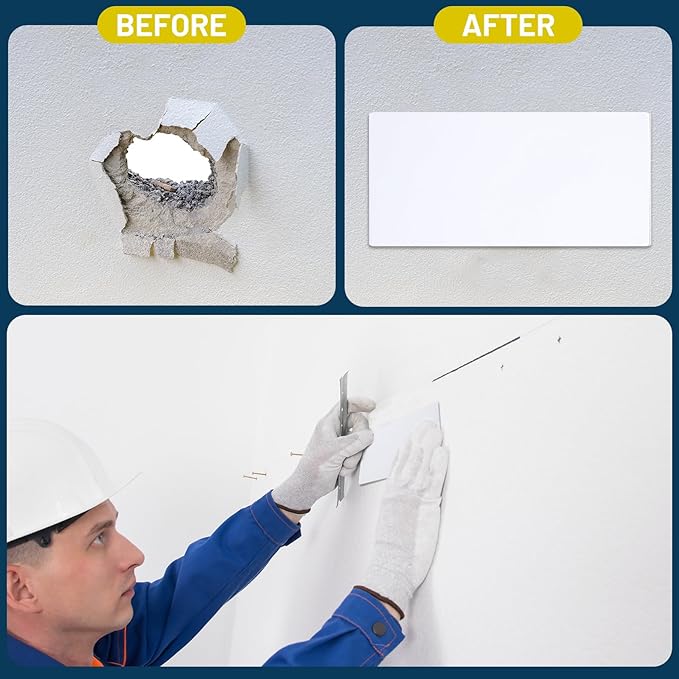 6 Pcs 5 x 3 Inch Flat Blank Plate Wall Hole Covers Ceiling Covers Plate with 48 Pcs Double Faced Adhesive Tape for Floor or Wall(5 x 3 Inch)