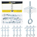 18Pcs M4 M5 M6 Eye Bolt Toggle Bolt Assortment Kit, Spring Toggle Bolts Butterfly Anchors Butterfly Toggle Anchors, Heavy Duty Drywall Anchors with Wing Nut for Hanging Lamps Heavy Items