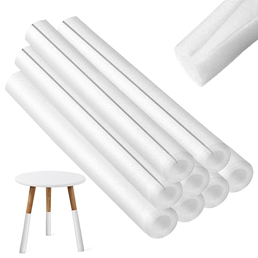 Treela 8 Pieces Clamp Foam Tube 40" Length 1" Id 1.8" OD Pre Cut Tube Cover Foam Pipe Insulation Clamp on Noodles for Padding or Bumper Corner Edge Protection(White)