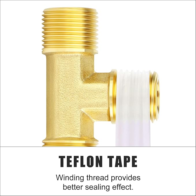 GASHER 5PCS Brass Compression Tube Tee Pipe Fitting Connector，3/8" OD x 1/4" NPT x 3/8" OD，Male Branch Tee