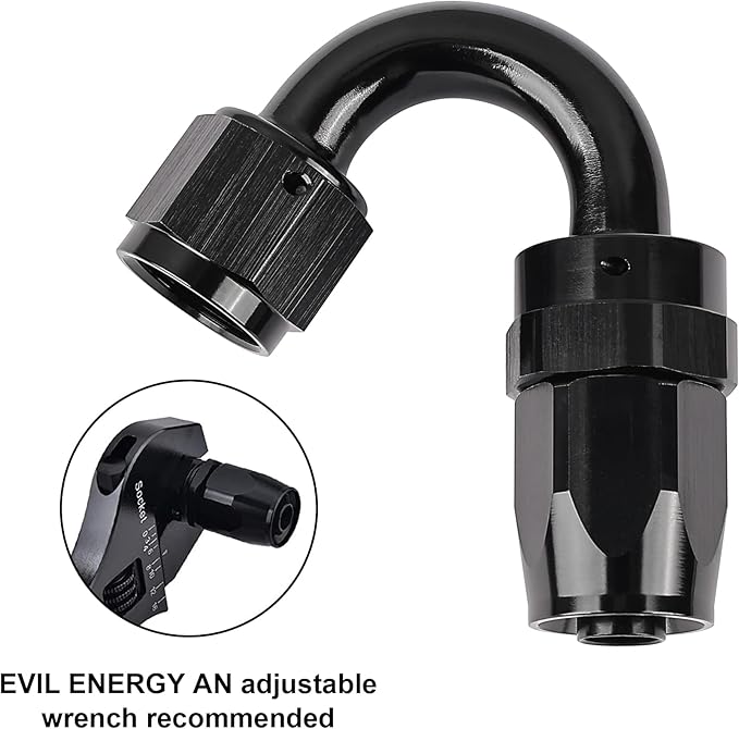 EVIL ENERGY 6AN Hose End Fitting 150 Degree Swivel for CPE Braided Fuel Hose Black