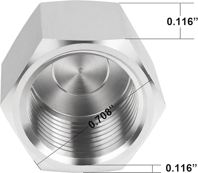 Stainless Steel 304 Hex End Cap 1/4" NPT Female Pipe Fitting 2pcs