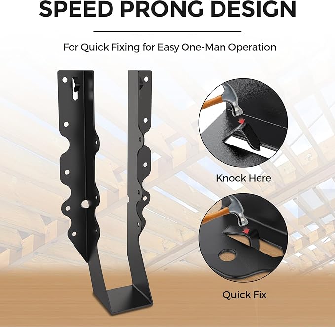 50Pcs Black 2x10 Joist Hangers for Wood,18 Gauge Face Mount Joist Hanger,Lu210 Joist Hangers Powder Coating,Hurricane Ties for Rafter,Rafter Brackets 2x10 for Deck,Floor,Roof Overhang,Ceiling Joist