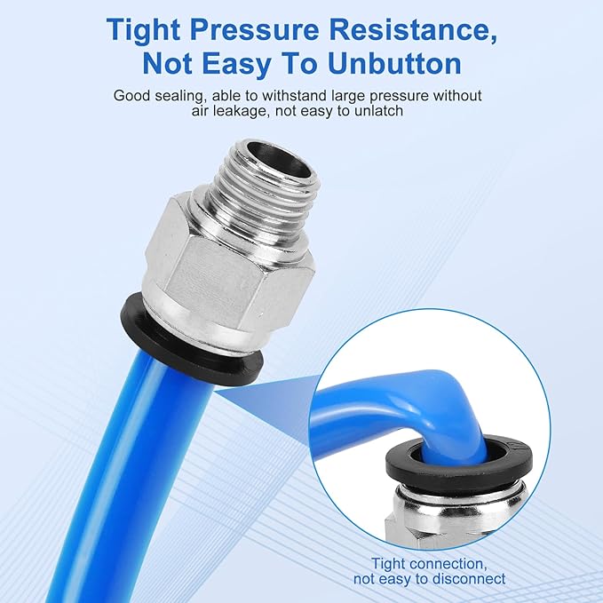 12 Pcs Push to Connect Fittings 1/2 Inch Tube OD x 1/4 Inch NPT Thread Pneumatic Male Straight and Elbow Quick Connect Air line fittings