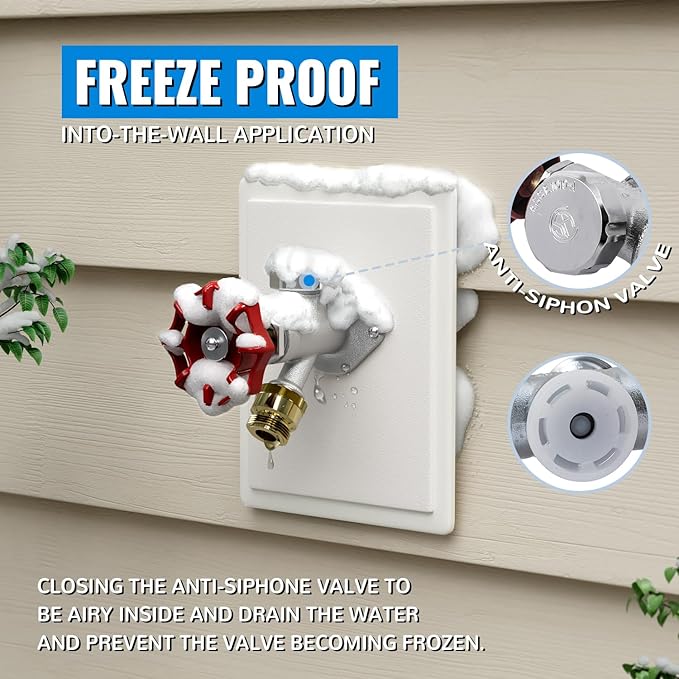 SUNGATOR Frost Free Sillcock, 8" Push Fit Anti-Siphon Hydrant, 3/4-Inch Hose Bibb x 1/2-Inch Push Adapter, No Lead Brass Valve with Tape & Disconnect Clip, Push-to-Connect