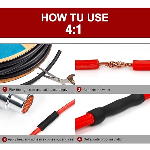 Chanzon 4:1 Ratio 1-1/4" (32mm) Heat Shrink Tubing - Marine Grade Waterproof Adhesive Lined - 80Ft Roll (25M Total Length) Black Polyolefin Sleeving Wrap Shrinking 4 to 1 Ratio 1pcs