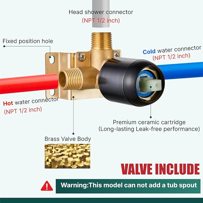 Heyalan Shower Faucet Set Square Stainless Steel Bathroom Rainfall Shower System One Handle Single Function Shower Trim Kit with Rough-in Valve Male Thread,Ceiling Mount,10 Inch,Oil Rubbed Bronze