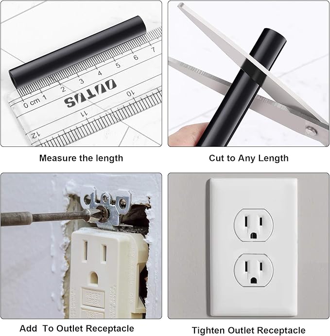 64 Pieces Electrical Outlet Spacers Electrical Outlet Box Extender Kit Includes 16 Pcs 3 Inch Switch and 48 Pcs 1-1/2 Inch 6-32 Thread Flat Head Device Mounting Long Screws (Black)