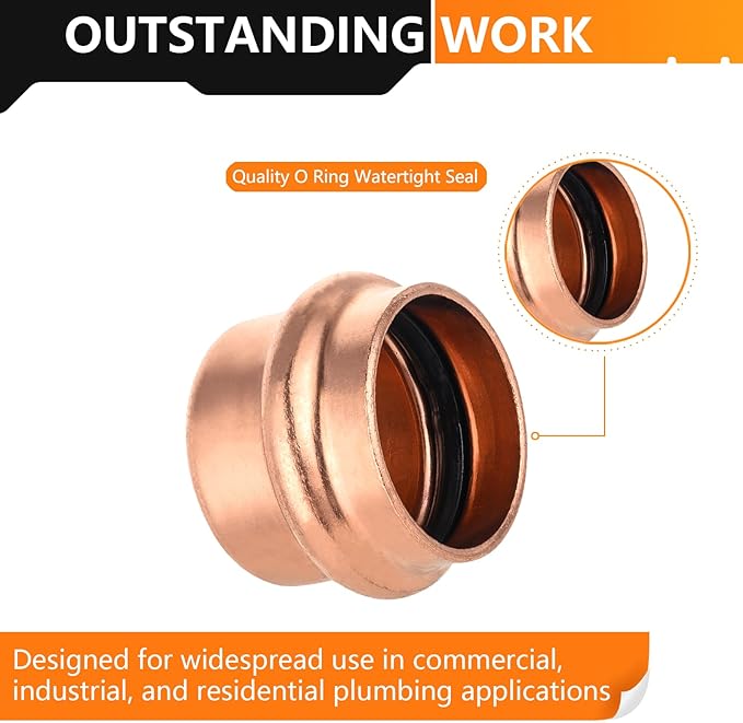 30-Pack HeSun Copper Press End Cap(Plug), 1" Pressure Fittings, Press Fit for Copper Tube Connection(PRESS021-30)