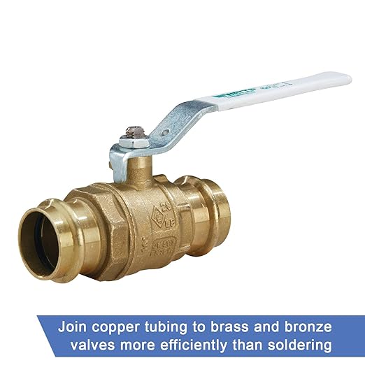 Watts LFFBV-3-PRESS-M2 Series 2-1/2" Lead-Free 2-Piece Full Port Chrome-Plated Brass Ball Valve with Integral Press Fitting End Connections for Types K, L, and M Hard Copper Tubing