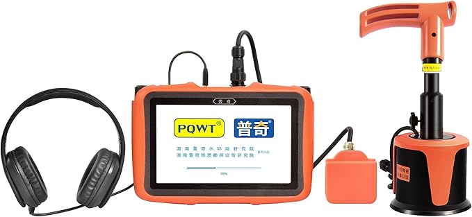 PQWT L3000 Underground Water Leak Detectors Indoor Outdoor Wall Water Pipe Detector Machine Multi Sensor Acoustic Pipeline Leakage Detection Kit Noise Reduction Headphone Smart Touchscreen Carry Case