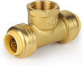 (100 Pack) EFIELD Female Tee 1/2"x1/2"x1/2" Push Fit Female Plumbing Tee,Brass Fitting No Lead For Copper Pex CPVC,(PF219-100PCS)