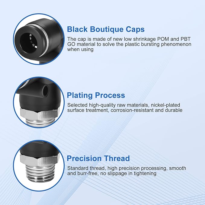10 Pcs Push-to-Connect Fittings 3/8 Inch Tube OD x 1/4 Inch NPT Thread Pneumatic Male Elbow Quick Connect Air line fittings…