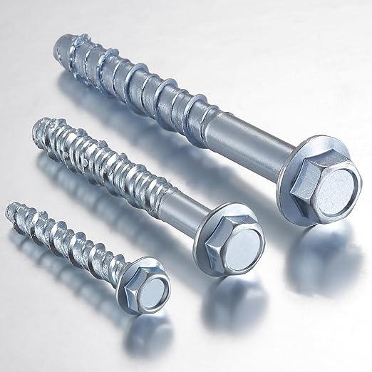 1/4" x 2" Zinc Plated Large Diameter Concrete Screw Actual Thickness 5/16"(8mm) for Anchoring to Masonry, Brick or Block (10 pcs)