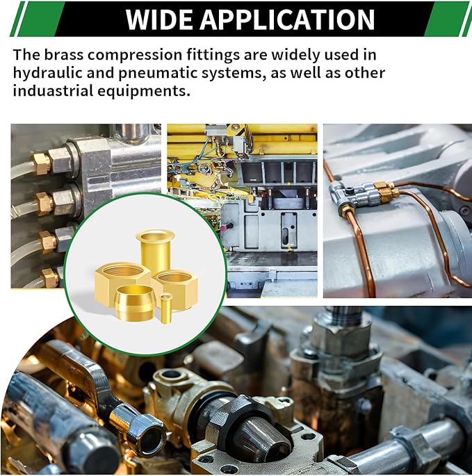 280pcs 1/2" 3/8" 5/16" 1/4" 3/16" 1/8" Brass Compression Sleeves Ferrules Inserts Nuts Fittings Assortment Kit, 6 Sizes Hose Repair Kit of Air Water Fuel Oil Gas Tube Lines