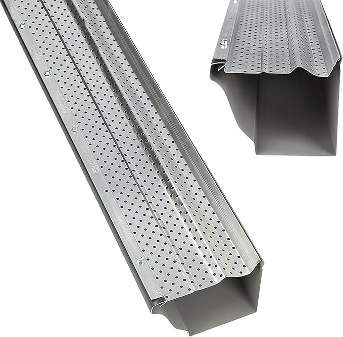 A-M Gutter Guard – Premium Heavy-Duty Aluminum Leaf & Debris Protection, Lifetime Quality (6 Inch - 8400 Feet, Mill Finish) - DIY Easy - Made in the USA