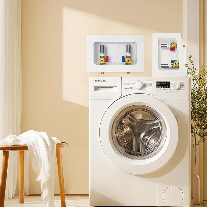 50-PACK GUOFIS Washing Machine Outlet Box with Center Drain,PEX Laundry Washer Box with Stainless Steel Water Hammer Arrestor (1/2"PEX-A Expansion Connection Inlet X 3/4"MHT Outlet)