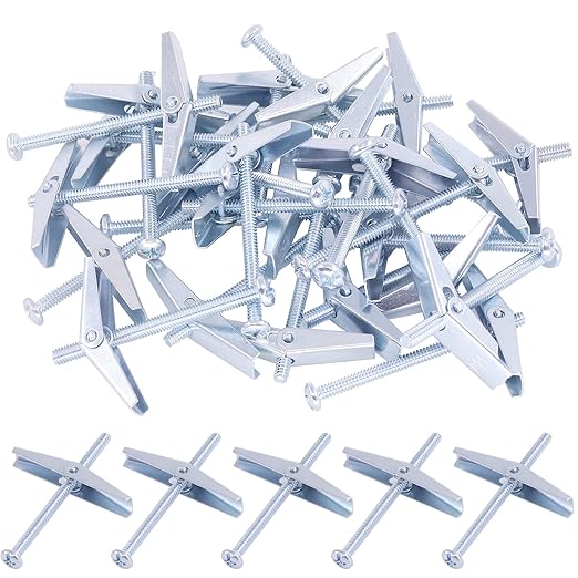 Hilitchi Molly and Toggle Bolt Zinc Plated Steel Philips Round Head Toggle Wing Nut Bolt (60Pcs 1/8 Inch)