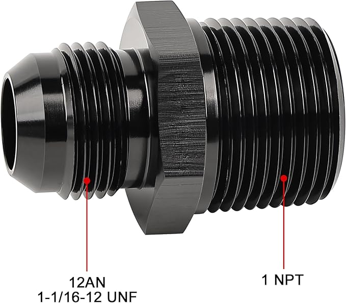 EVIL ENERGY 12AN Male Flare to 1 NPT Fitting Adapter Straight Aluminum Black