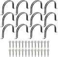 PATIKIL 12Pcs Pipe Clamps, 4-1/4 Inch 304 Stainless Steel Rubber Cushioned U Bracket Conduit Clamps Pipe Strap Wire Clips with Hexagonal Screw for Tube Hose Cord Installation, 108mm