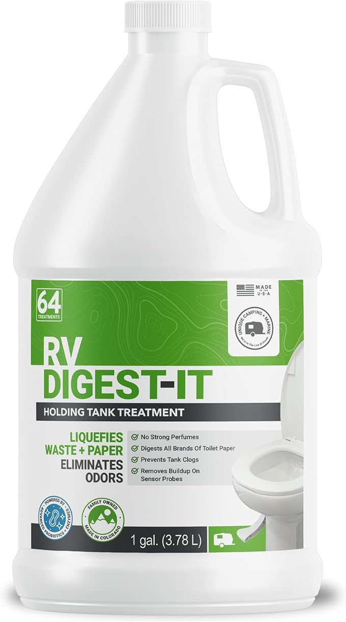 Unique RV Digest-It Classic RV Toilet Treatment - Eliminates Odors at the Source and Liquifies Waste - 64 Uses Per Bottle (128 oz)