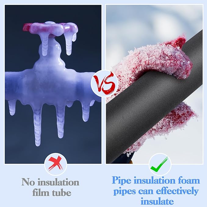 6 Pcs Pipe Insulation Foam Tube Black Pipe Wrap Freeze Protection Heat Preservation Pipe Covers for Tubing Outdoor Water Pipe Freeze Protection (1.3FTx1.06in)