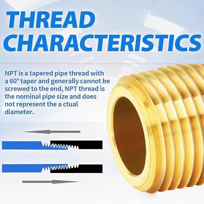 ChillWaves Brass Pipe Fitting, Long Nipple Pipe 1/4" NPT Male x 1/4" NPT Female Thread 2" Length(50MM)(2-PACK)