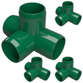FORMUFIT 1” 4-Way Tee Furniture Grade PVC Fitting in Green, Made in USA, UV-Resistant, Impact-Proof, 1.315” Actual Socket Diameter (Pack of 4) - F0014WT-GR-4