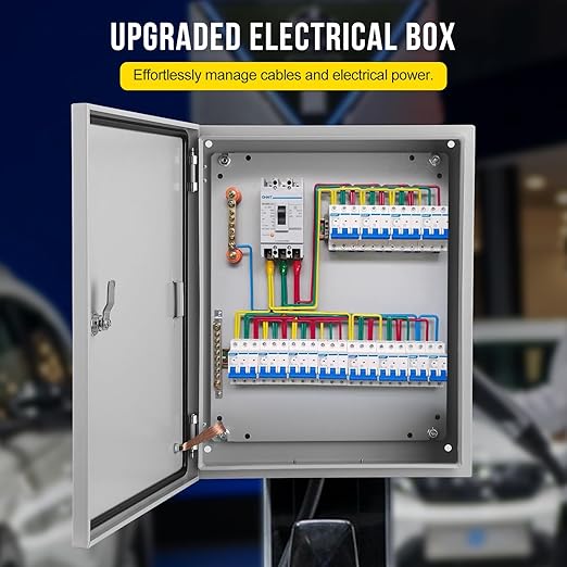 Outdoor Electrical Box,20x16x10 Steel Junction Box, NEMA 4X Electrical Enclosure Box IP66 Waterproof & Dustproof, Universal Electrical Project Box with Lock & Mounting Plate