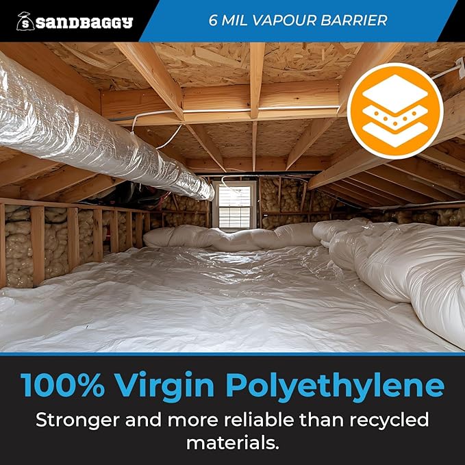 6 Mil Clear Vapor Barrier – Polyethylene Visqueen (USA Made) - Sandbaggy (20 ft x 50 ft, 1)