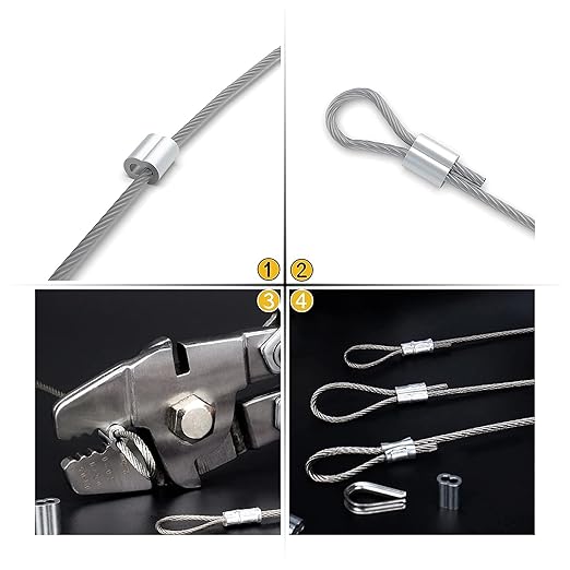 3/64"(1.2mm) Aluminum Crimping Loop Sleeve, Wire Rope Stop Sleeve, Double Crimp Sleeve Cable Ferrule for Wire Rope and Cable 150PCS (3/64"(1.2MM))