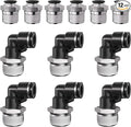 1/4" Tube OD to 1/2" NPT Thread Push to Connect Fittings,Pneumatic Quick Air Hose Fittings,Male Straight + Elbow,PC+PL(12pcs)
