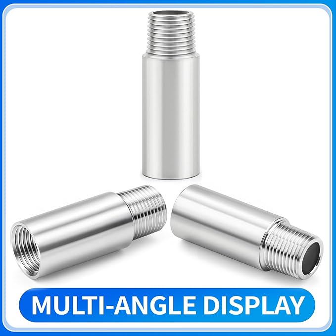 ChillWaves 304 Stainless Steel Pipe Fitting, Nipple Cast Pipe 1" NPT Male x 1" NPT Female Thread 2" Length(50MM)(2-PACK)