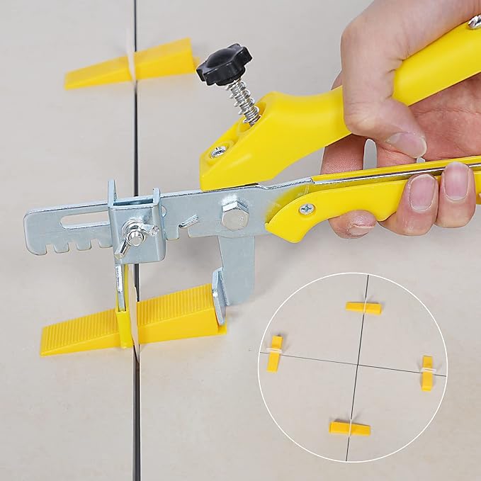 Upgraded Tile Leveling System 1/16" Kit - 1500 Spacers, 300 Reusable Wedges & Floor Tile Pliers for Bathroom, Living Room Tile Installation(300+1500, 1/16)