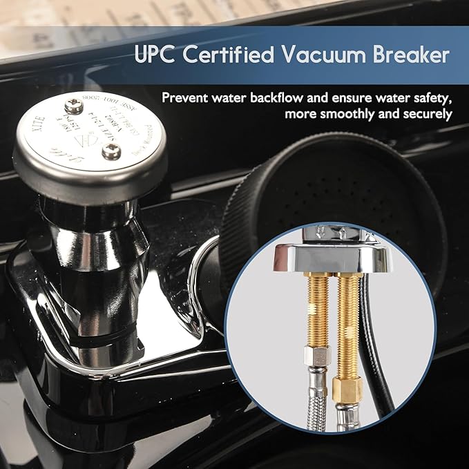 LukLoy Salon Shampoo Bowl Faucet Vacuum Breaker Kit with Hair Shampoo Brush, Shampoo Bowl Hose and Sprayer Replacement Part