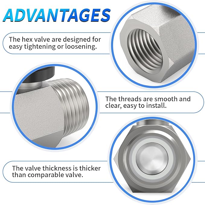 ChillWaves Brass Mini Ball Valve, Shut Off Switch Ball Valve 1/4" NPT Male x 1/4" NPT Female Thread Pipe Fitting(4-PACK)
