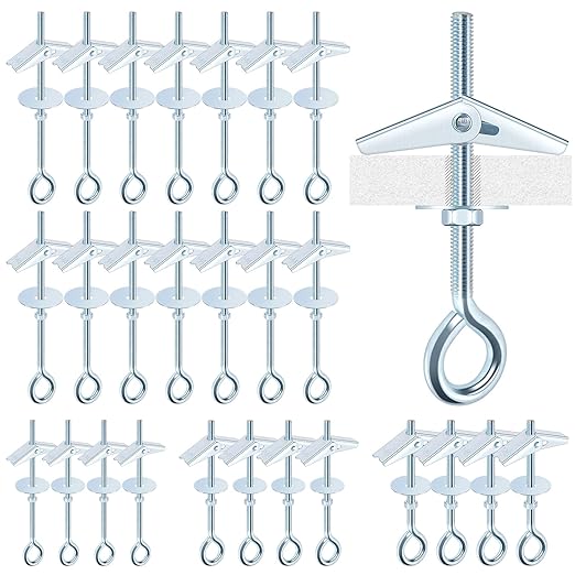 15Pcs M4 x 75mm Eye Bolt Toggle Bolt Assortment Kit, Spring Toggle Bolts Butterfly Anchors Butterfly Toggle Anchors, Heavy Duty Drywall Anchors with Wing Nut for Hanging Lamps Heavy Items