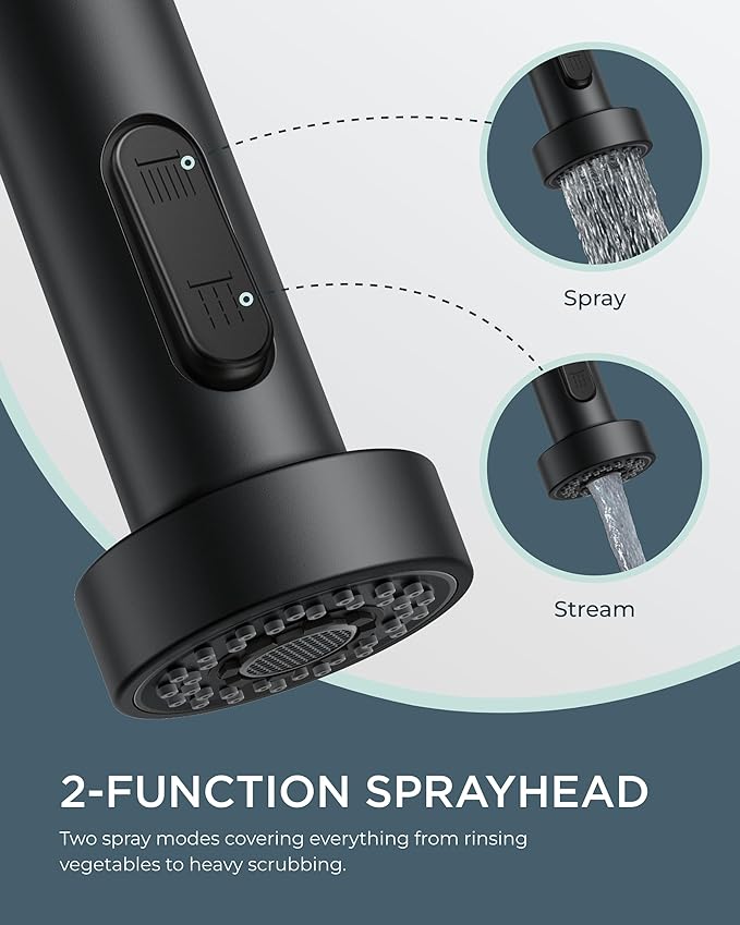 FORIOUS Black Kitchen Faucet with Purfied Water Filter, 2 in 1 Commercial Stainless Steel Pull Down Sink Faucet and Drinking Water Faucet 2 Handle for Pot Filler Kitchen Sink Farmhouse Bar