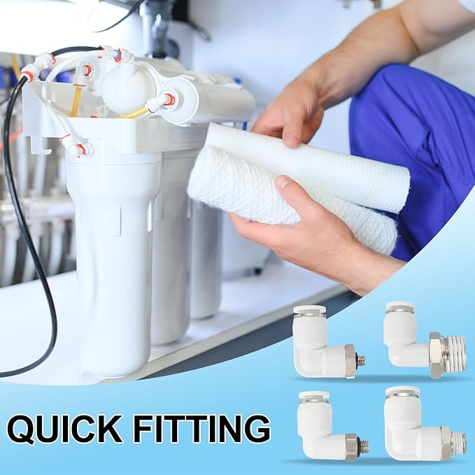 PATIKIL Push to Connect Fitting, 2 Pack Pneumatic Air Elbow Quick Connector 3/8"PT Male Thread x 10mm Tube 90 Degree Connect Tubing Elbow Air Tube Fitting Pneumatic Quick Adapter, White
